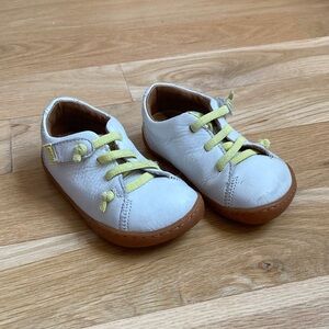 Camper Peu White Leather Baby Sneakers with Yellow Laces Size 23EU (6.5US)